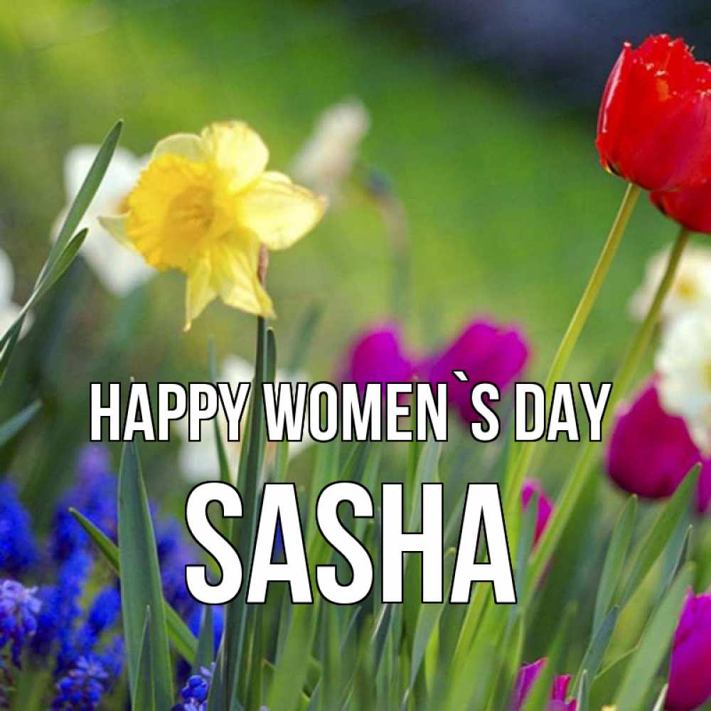 Greetings card с именем, Sasha happy women`s day международный женский день 3 Greetings with text for free download 